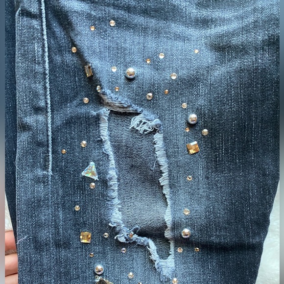 True religion Liv Relaxed Skinny Crystal Jean Black Smog Denim - Picture 8 of 16